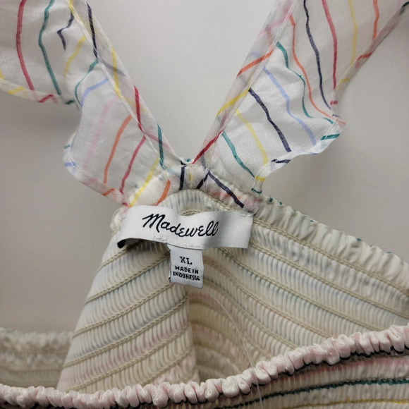 Madewell Ruffle-Strap Smocked Dress in Rainbow Stripe | Size XL | Maxi Dress - Picture 7 of 12